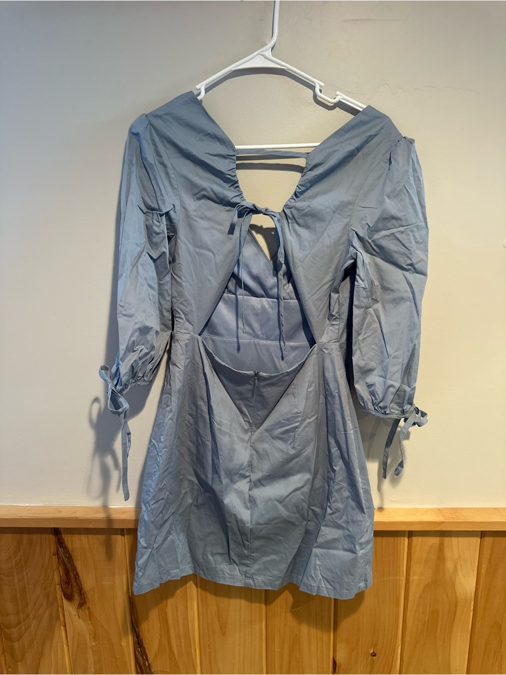 Lulu's Light Blue V-Neck Puff Sleeve Mini Dress - Picture 2 of 3